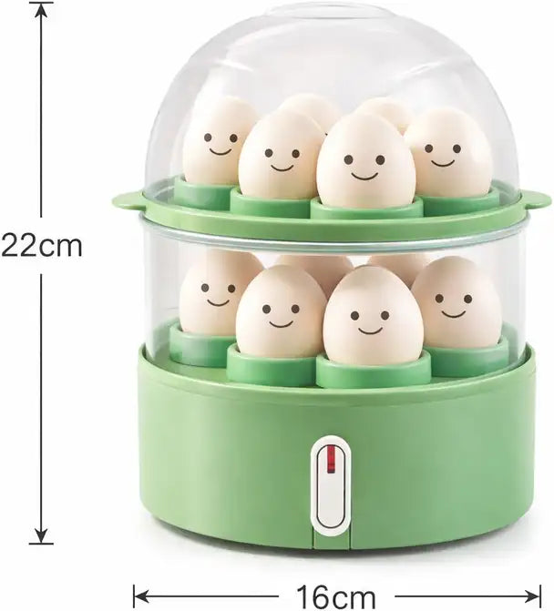 Onshoppy One Button Operation | Electric 2 Layer Egg Boiler & Food Steamer | Fast Heating | Easy Operation Egg Cooker (Green, 14 Eggs)