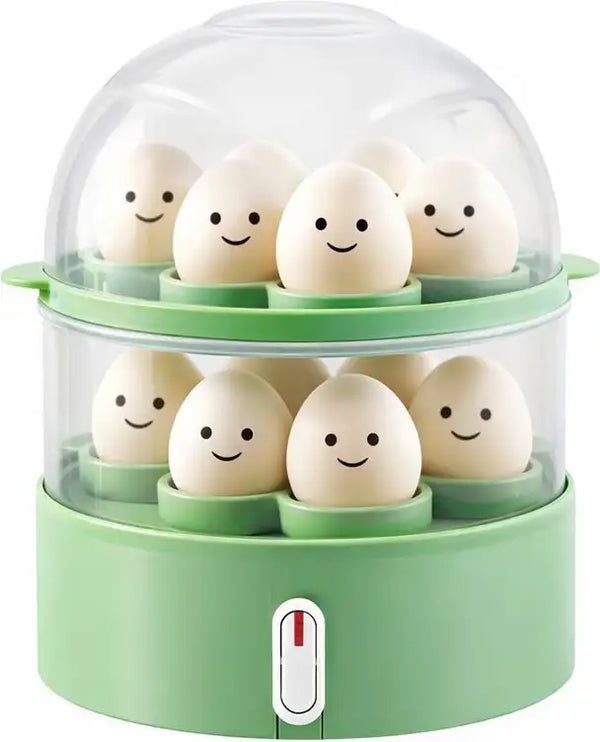 Onshoppy One Button Operation | Electric 2 Layer Egg Boiler & Food Steamer | Fast Heating | Easy Operation Egg Cooker (Green, 14 Eggs)