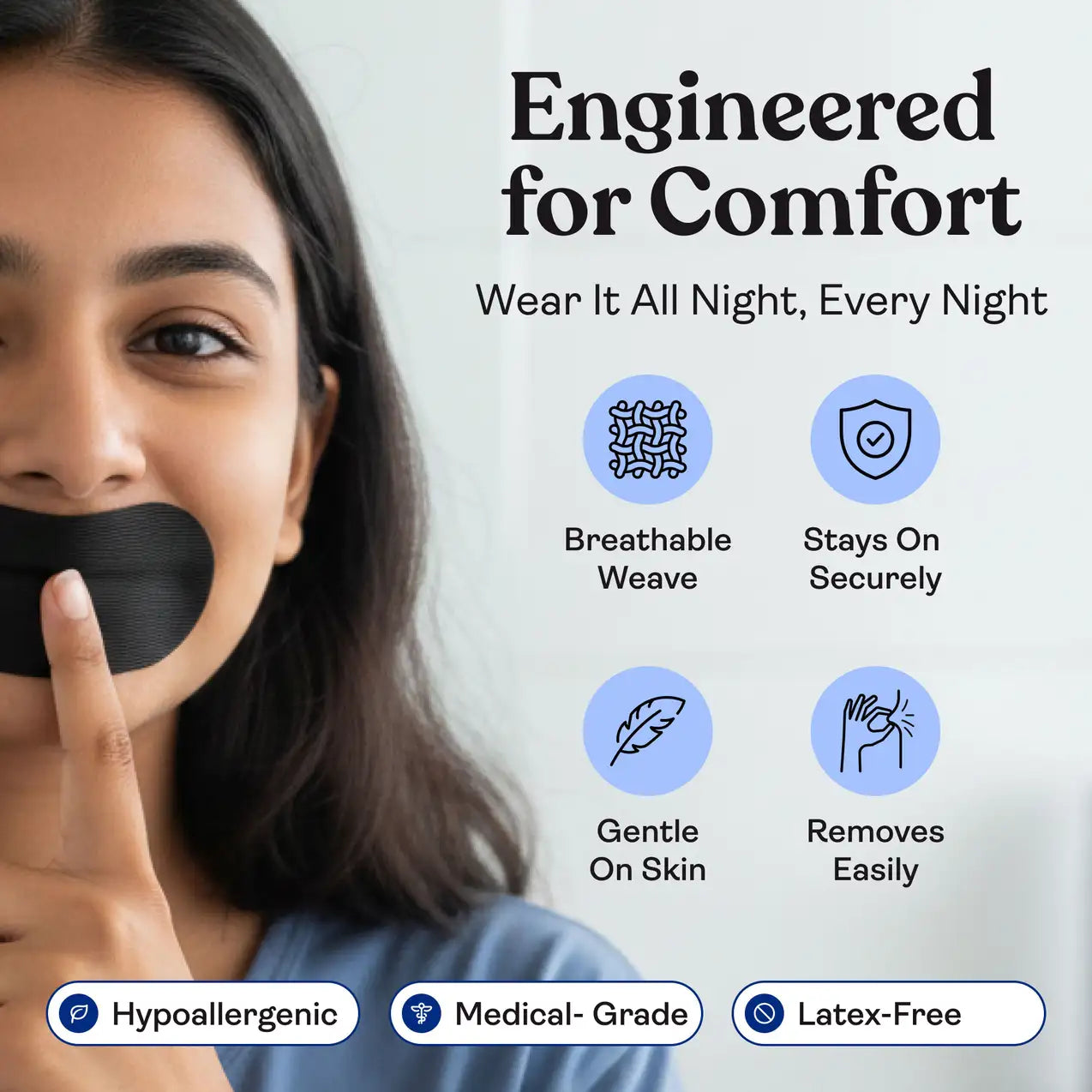 Awesome Mouth Tape for Sleeping,Supports Nasal Breathing,Improves Sleep Quality for Niight_30strips Anti-snoring Device