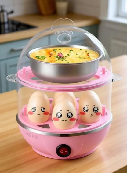 ShopGlobal Double Layer Boiler Steamer Electric Egg Cooker Egg Cooker (14 Eggs) Double Layer Boiler Steamer Electric Egg Cooker Egg Cooker (14 Eggs) Egg Cooker (Multicolor, 14 Eggs)