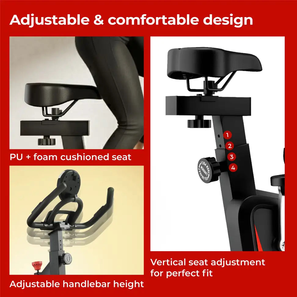Lifelong Fit Pro Spin Fitness Bike with 7Kg Flywheel, Adjustable Resistance Spinner Exercise Bike (Black)