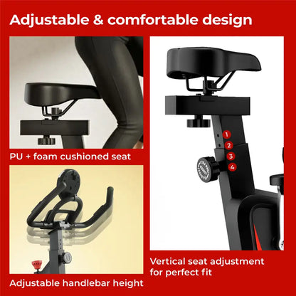 Lifelong Fit Pro Spin Fitness Bike with 7Kg Flywheel, Adjustable Resistance Spinner Exercise Bike (Black)