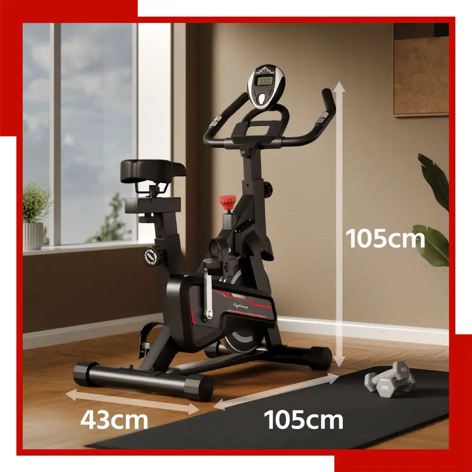 Lifelong Fit Pro Spin Fitness Bike with 7Kg Flywheel, Adjustable Resistance Spinner Exercise Bike (Black)
