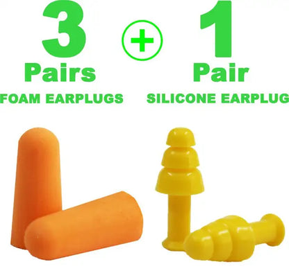 Simon's Studywell 3 pair Foam + 1 pair Silicone earplug | COMBO PACK (Carry case included) Ear Plug (Orange, Yellow)