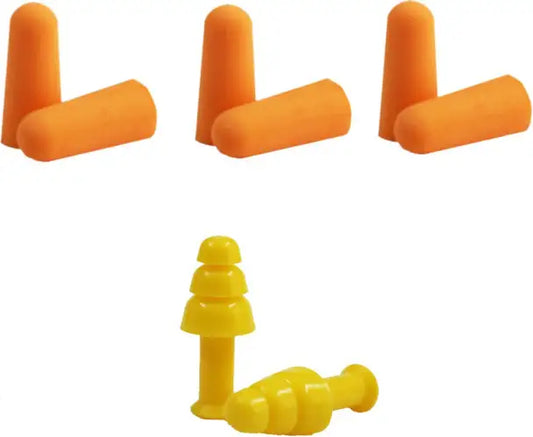Simon's Studywell 3 pair Foam + 1 pair Silicone earplug | COMBO PACK (Carry case included) Ear Plug (Orange, Yellow)