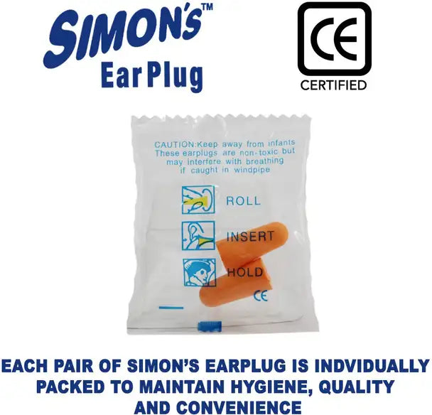 Simon's Studywell 3 pair Foam + 1 pair Silicone earplug | COMBO PACK (Carry case included) Ear Plug (Orange, Yellow)