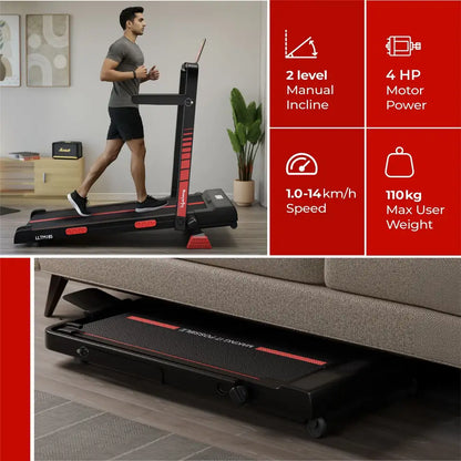 Lifelong Walking Pad Treadmill for Home 4Hp Peak Dc Brushless Motor Treadmill (Max Weight:110 kg)